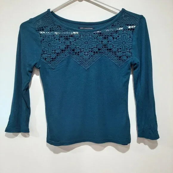 American eagle cropped ribbed crochet boho top - Picture 1 of 9
